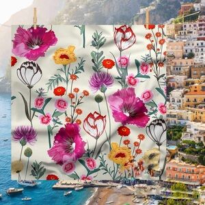 Amalfi Coast Silk Blend Floral Square Scarf NWOT